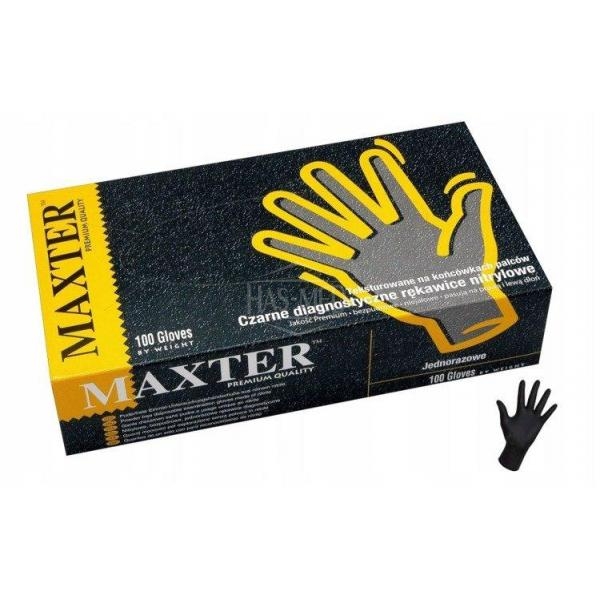 Rękawiczki nitrylowe bezpudrowe czarne Maxter rozm.S (100 szt.)